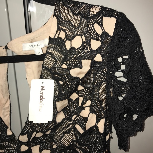 Black+Beige lace romper from Mendocino - Picture 2 of 6